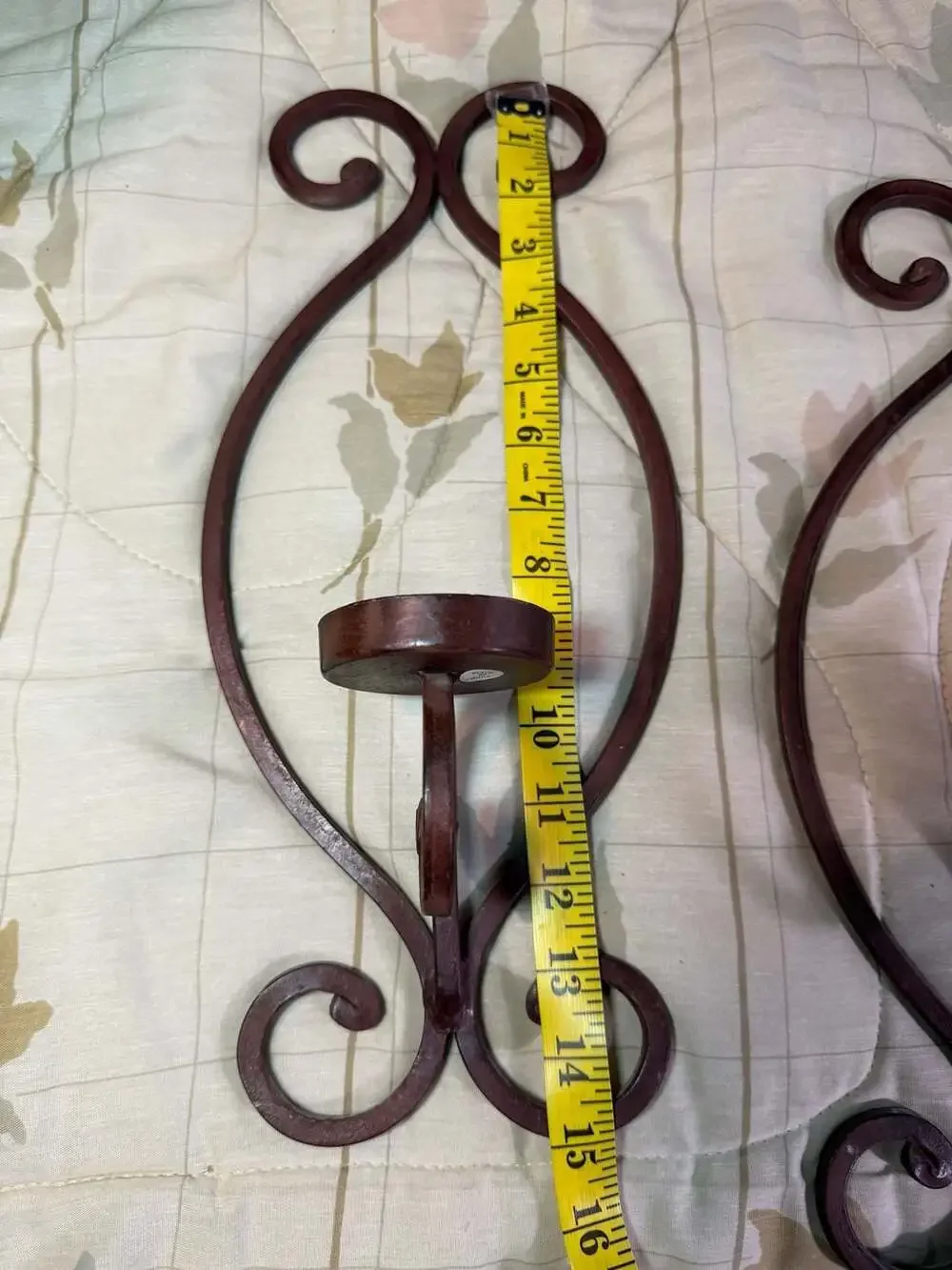 Set of 2 Vintage Style Wrought Iron Scroll Wall Sconce Candle Holders